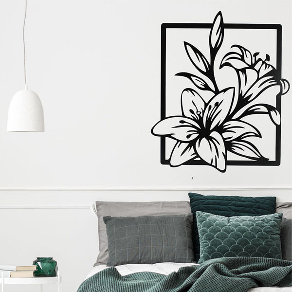 Wall Accents - Lily Flowers Black Wall Art