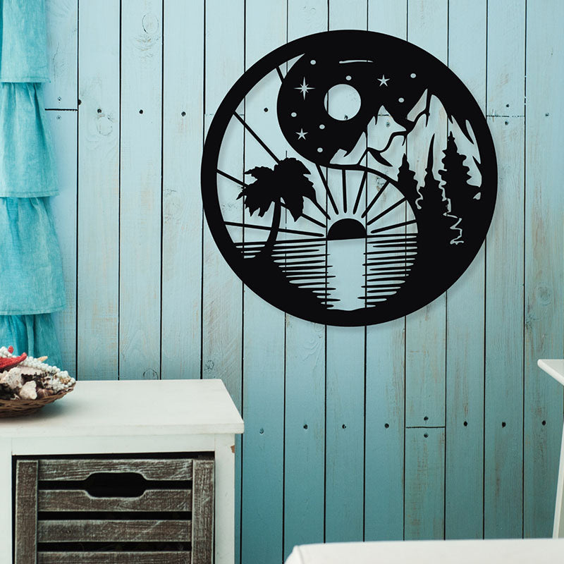 Wall Accents - Day And Night Yin Yang Black Wall Art