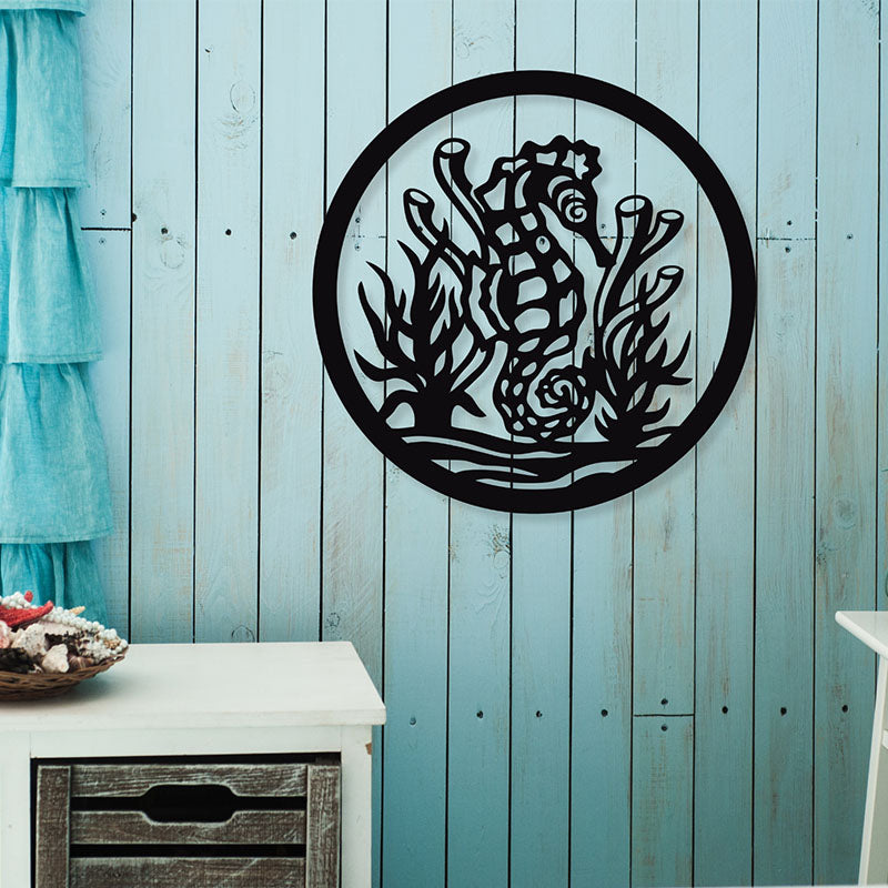 Wall Accents - Seahorse Black Wall Art