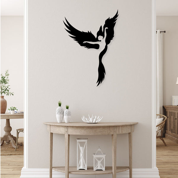 Wall Accents - Girl And Phoenix Black Wall Art