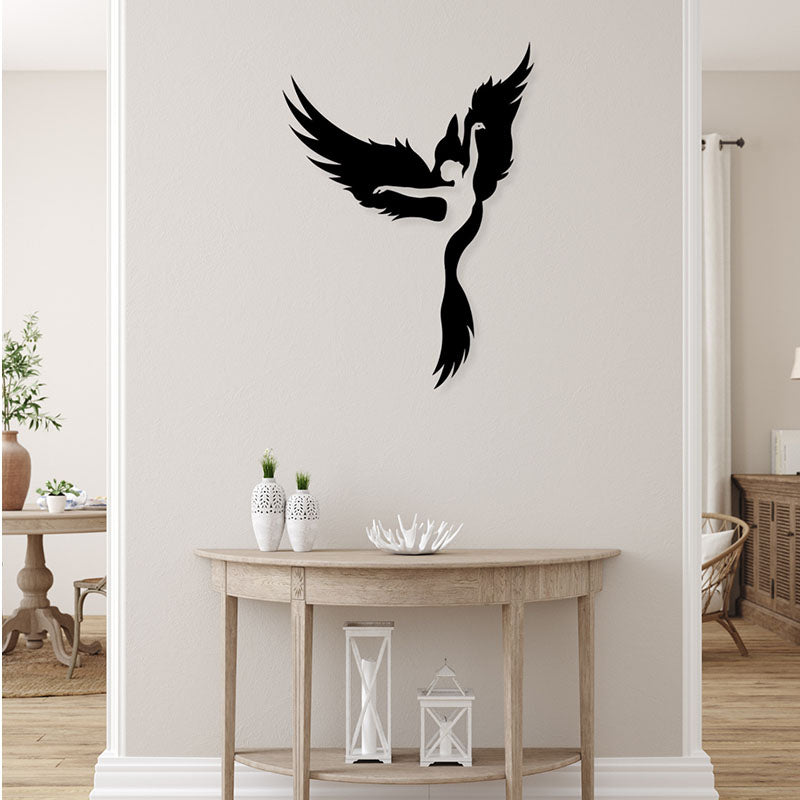 Buy Girl And Phoenix Black Wall Art Wall Accents from Vaaree