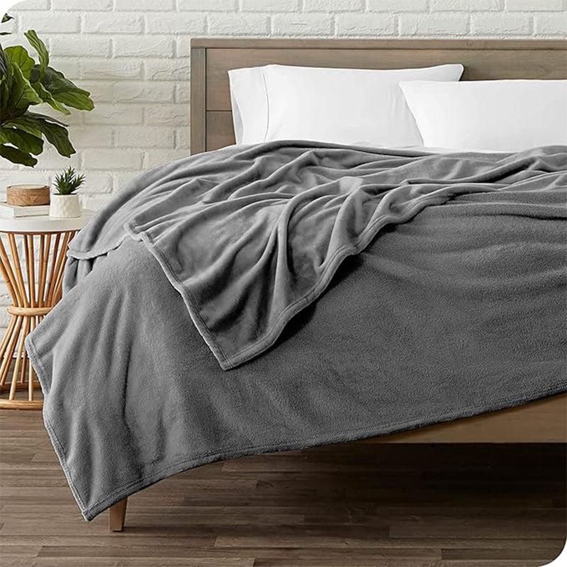 Buy Sarva Solid Knitted Cotton Flannel Blanket (Grey) - 190 GSM Blankets from Vaaree