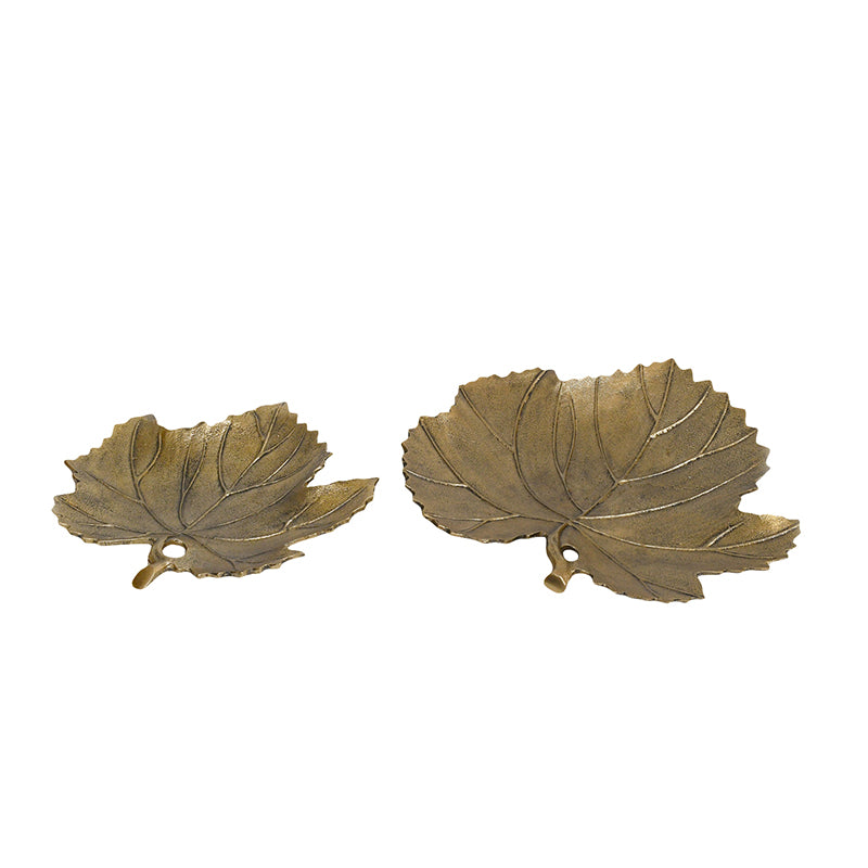 Buy Maple Muse Accent Tray (Gold) - Set Of Two Accent Bowls & Trays from Vaaree