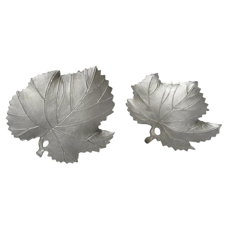 Buy Maple Muse Accent Tray (Silver) - Set Of Two Accent Bowls & Trays from Vaaree