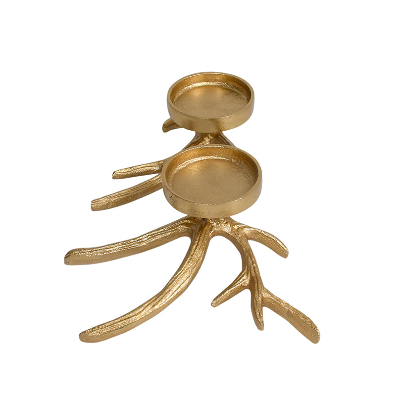 Candle Holders - Antler Charm Candle Holder - Golden