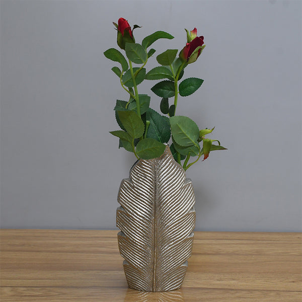 Buy Palm Laef Vase - Silver Vase from Vaaree