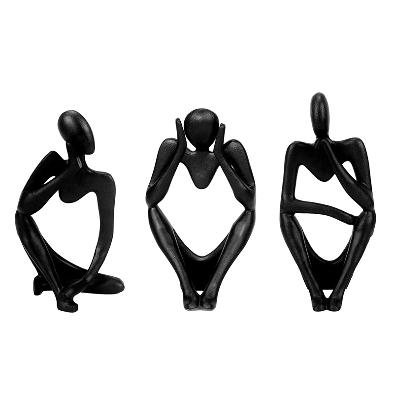 Buy Human Ponder Showpiece (Black) - Set Of Three Showpieces from Vaaree