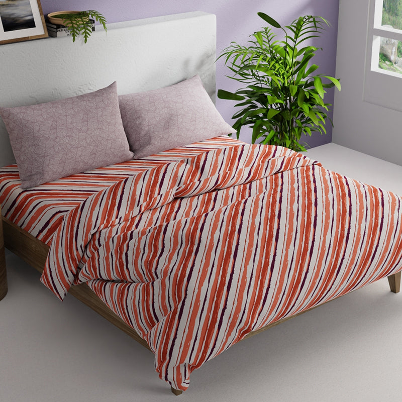 Buy Theo Striped Bedding Set - Coral Bedding Set from Vaaree