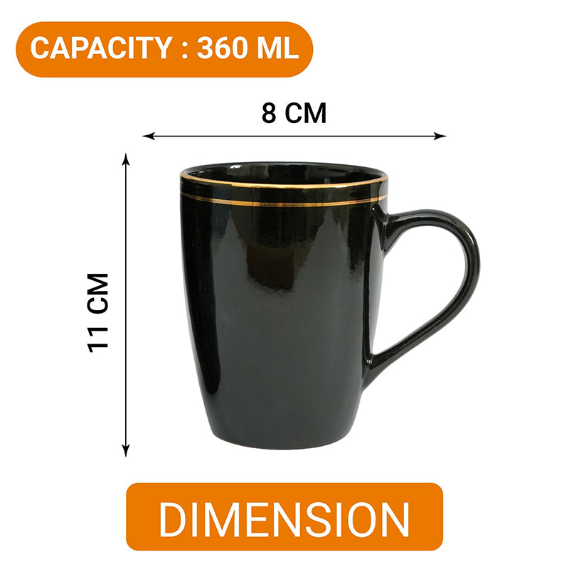 Mug & Tea Cup - Sanva Black Ceramic Mug (360 ML) - Set Of Four