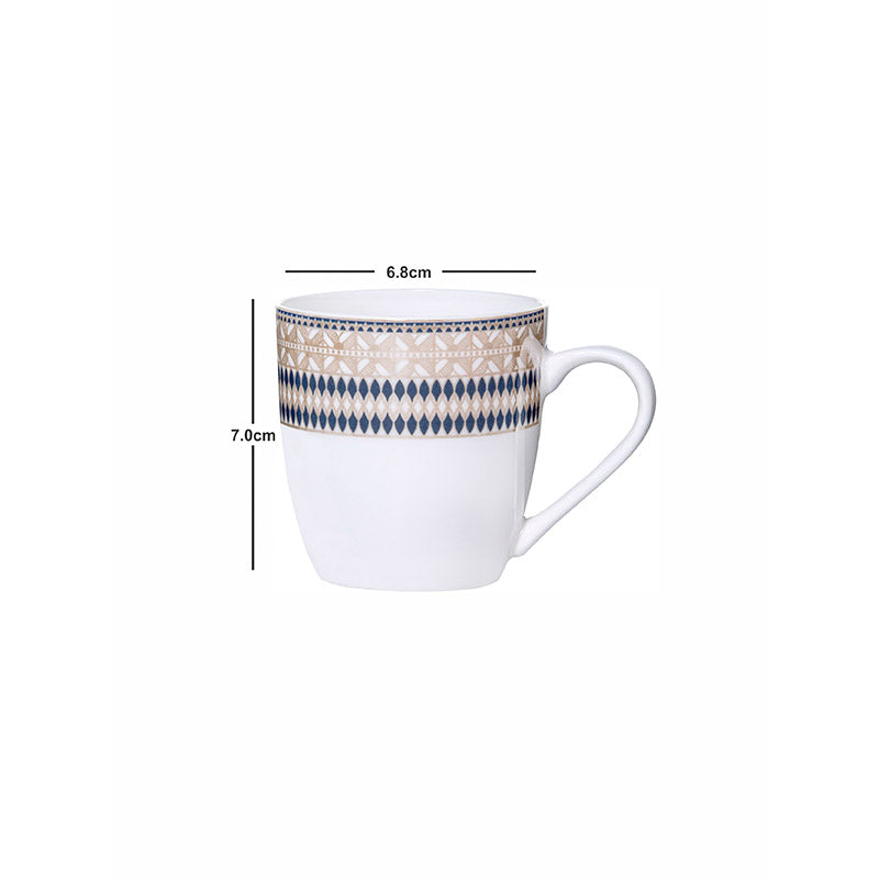 Buy Theara Ethnic Mug Blue & Beige Mug (180 ML) - Set Of Six Mug & Tea Cup from Vaaree