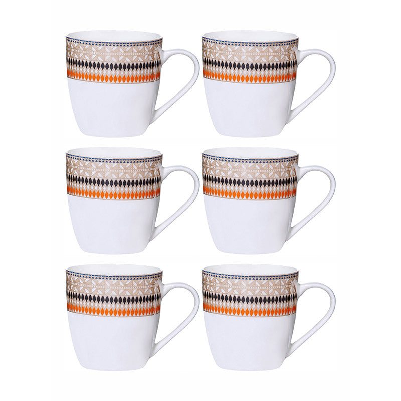 Mug & Tea Cup - Theara Ethnic Mug Blue & Orange Mug (180 ML) - Set Of Six