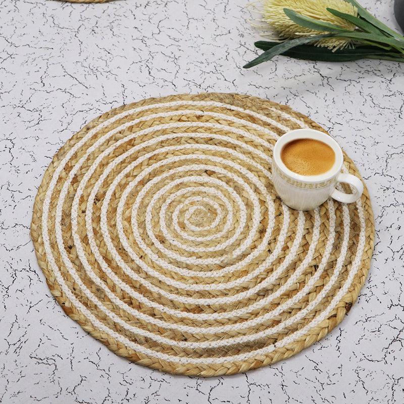 Buy Spiro Round Placemat (Beige) - Set Of Six Table Mats from Vaaree