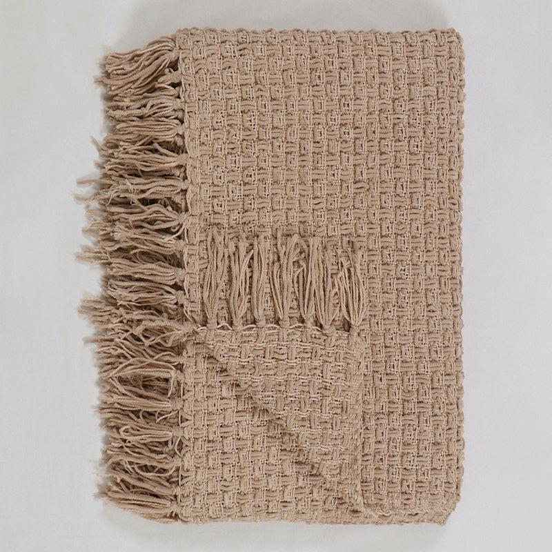 Buy Cozy Loom Throw - Beige Throws from Vaaree