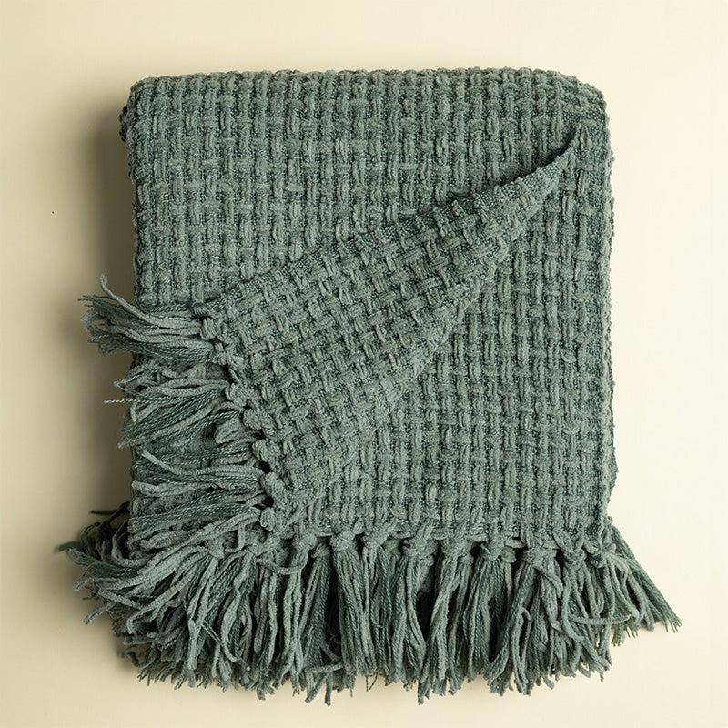 Buy Cozy Loom Throw - Olive Throws from Vaaree