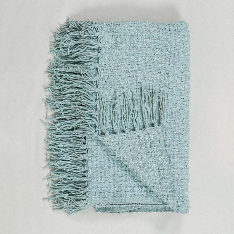 Buy Cozy Loom Throw - Light Blue Throws from Vaaree