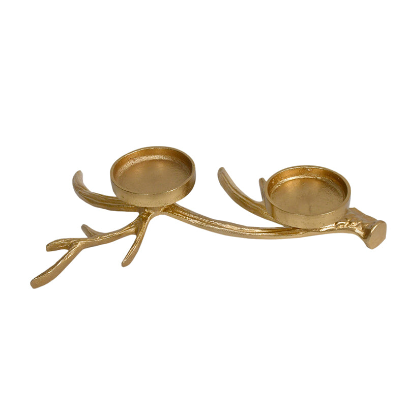 Candle Holders - Antler Charm Candle Holder - Golden