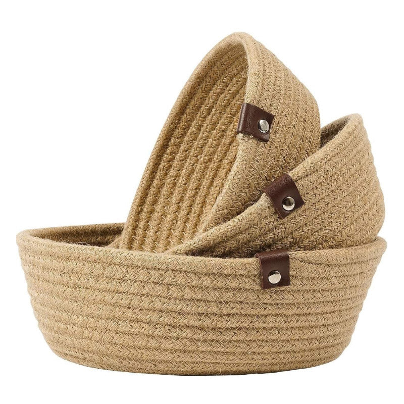 Storage Basket - Stellen Natural Fiber Organizer (Beige) - Set Of Three