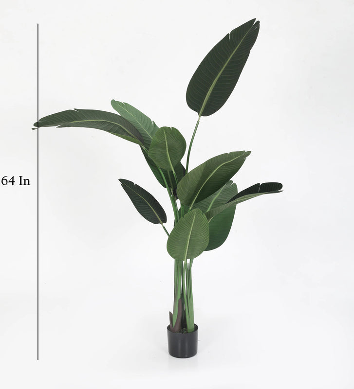 Artificial Plants - Faux Tropical Banana Plant With Pot - 4.9 Feet