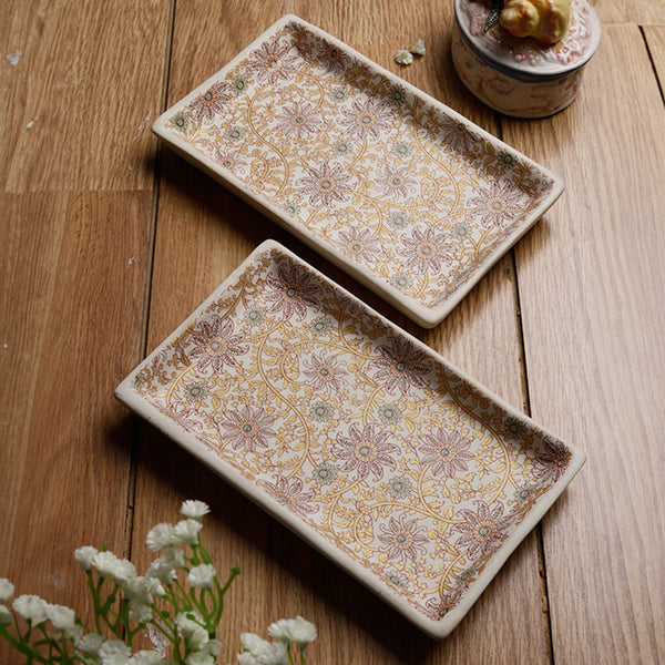 Platter - Manjora Floral Platter - Set Of Two