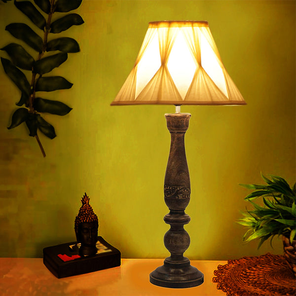 Table Lamp - Nihara Glory Wooden Table Lamp - Off White