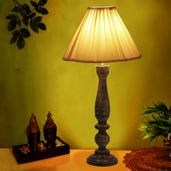 Table Lamp - Nihara Nila Wooden Table Lamp - Off White