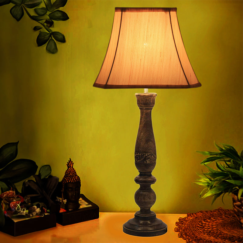 Table Lamp - Nihara Nesa Wooden Table Lamp - Off White