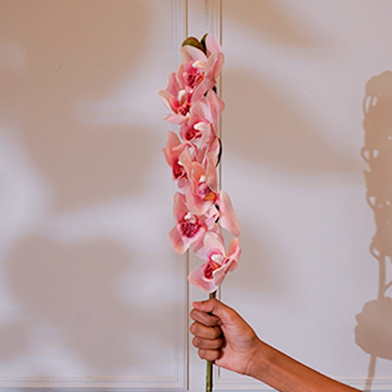 Buy Faux Silicone Orchid Cymbidium Flower Stick (Pink) - 35 CM Artificial Flowers from Vaaree