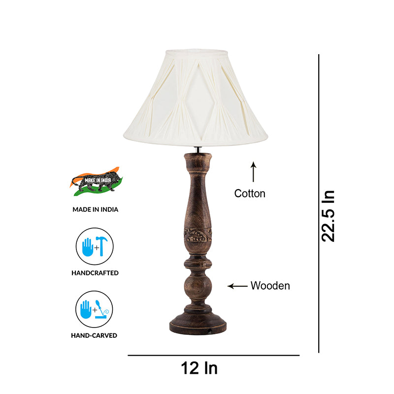 Table Lamp - Nihara Glory Wooden Table Lamp - Off White