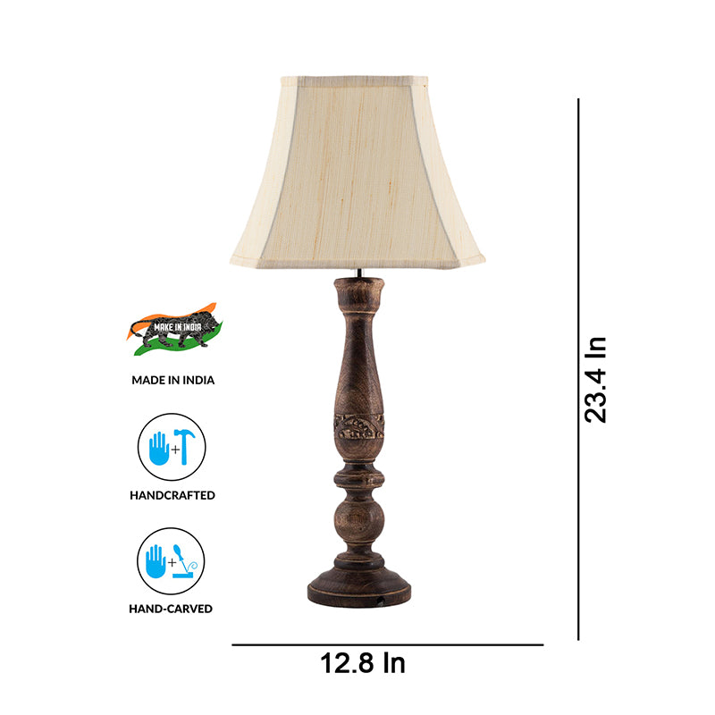 Table Lamp - Nihara Nesa Wooden Table Lamp - Off White