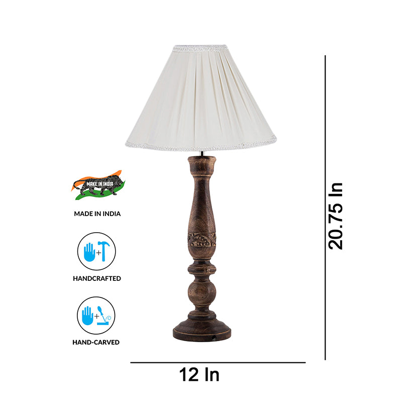 Table Lamp - Nihara Nila Wooden Table Lamp - Off White