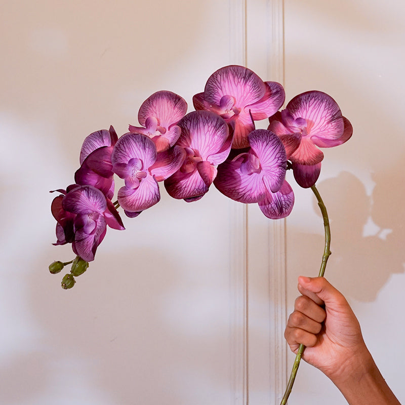 Buy Faux Orchid Flower Stick (Purple) - 38 CM Artificial Flowers from Vaaree