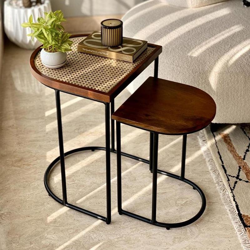 Buy Eduna Rattan Accent Table - Set Of Two Side & Bedside Tables from Vaaree