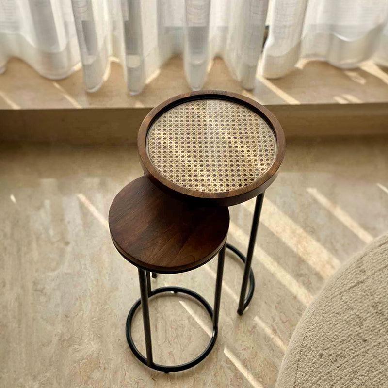 Buy Blacio Rattan Accent Table - Set Of Two Side & Bedside Tables from Vaaree