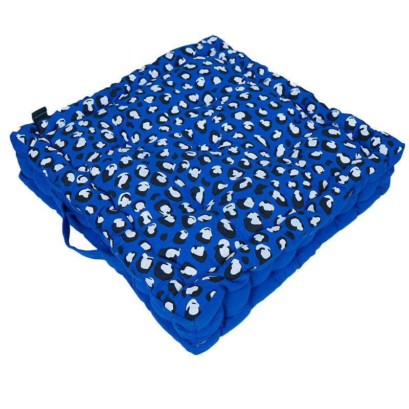 Buy Arda Leopard Print Floor Cushion (Blue) - Set Of Two Floor Cushions from Vaaree