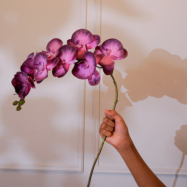 Buy Faux Orchid Flower Stick (Purple) - 38 CM Artificial Flowers from Vaaree