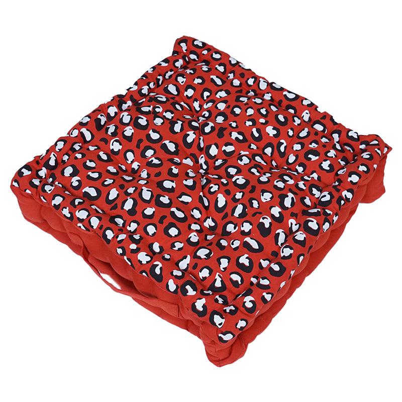 Buy Arda Leopard Print Floor Cushion (Red) - Set Of Three Floor Cushions from Vaaree