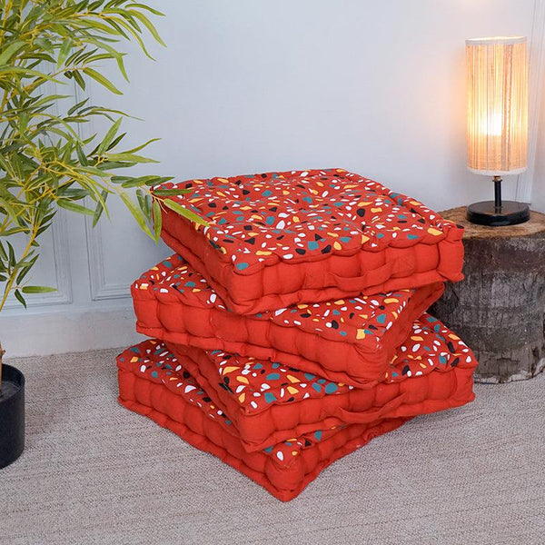 Buy Narnia Floor Cushion (Orange) - Set Of Four Floor Cushions from Vaaree