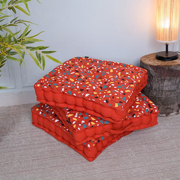 Buy Narnia Floor Cushion (Orange) - Set Of Three Floor Cushions from Vaaree