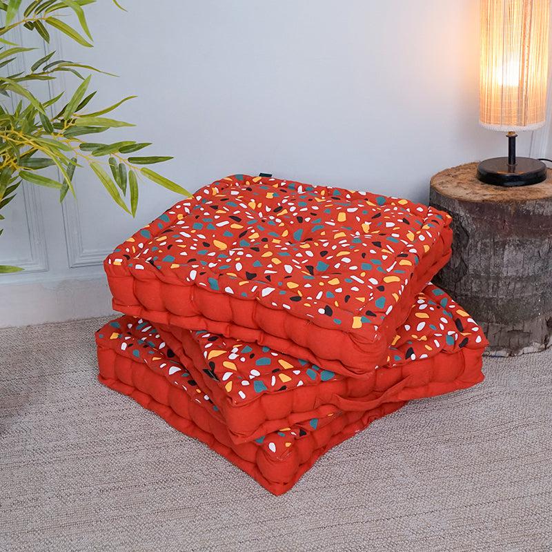 Buy Narnia Floor Cushion (Orange) - Set Of Three Floor Cushions from Vaaree