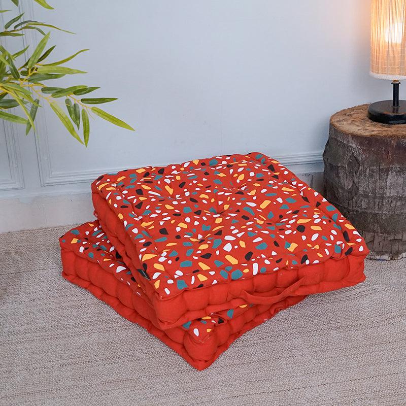 Buy Narnia Floor Cushion (Orange) - Set Of Two Floor Cushions from Vaaree