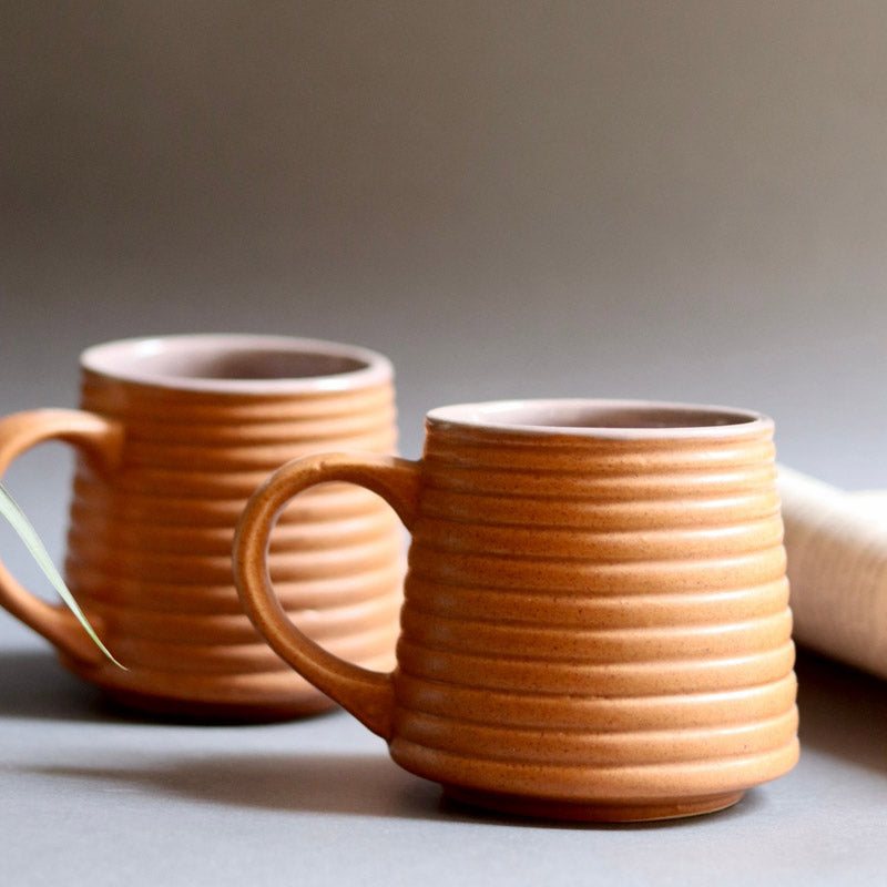 Buy Venia Rust Ceramic Mug (220 ML) - Set of Two Mug & Tea Cup from Vaaree