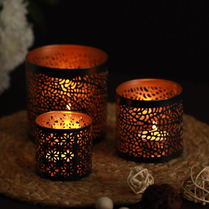 Buy Malen Handcrafted Tealight Candle Holder - Set Of Three Tea Light Candle Holders from Vaaree