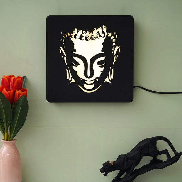 Buy Lord Buddha Wooden LED Wall Lamp Wall Lamp from Vaaree