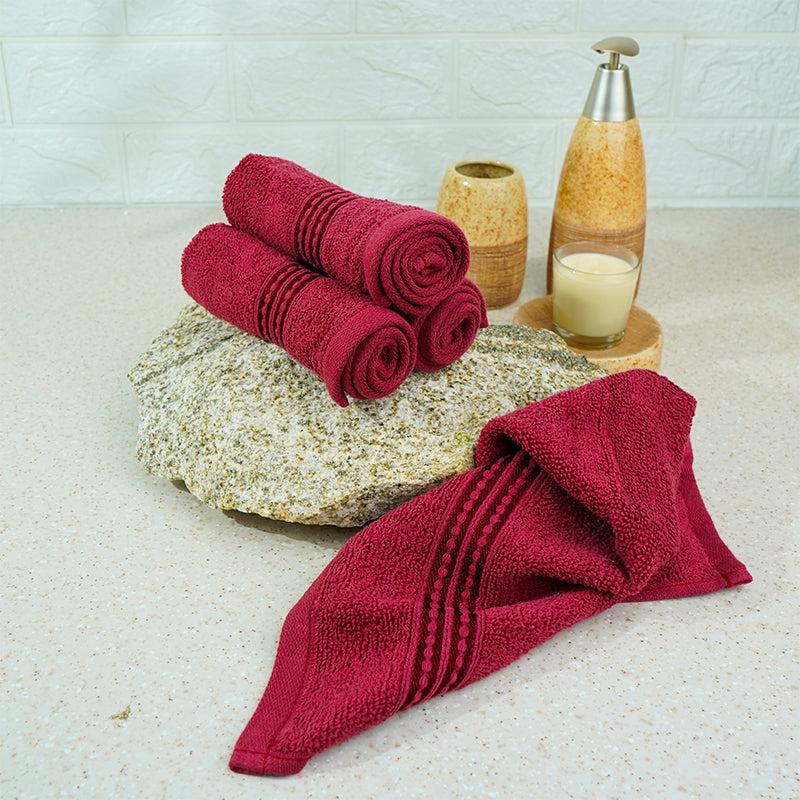 Buy Micro Cotton LuxeDry Solid Face Towel (Red) - Set Of Four Hand & Face Towels from Vaaree