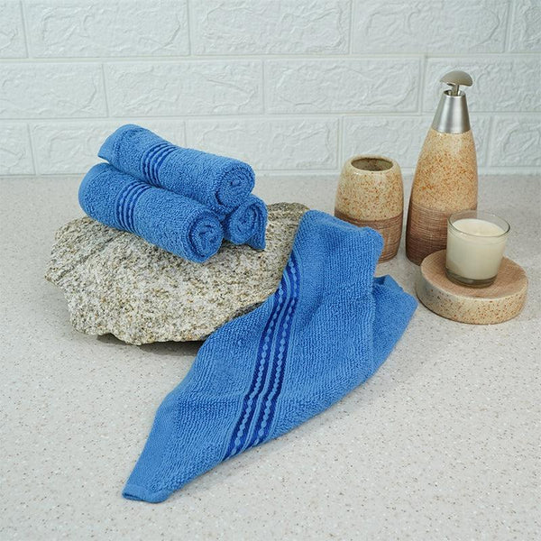 Buy Micro Cotton LuxeDry Solid Face Towel (Blue) - Set Of Four Hand & Face Towels from Vaaree