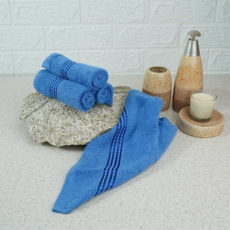 Buy Micro Cotton LuxeDry Solid Face Towel (Blue) - Set Of Four Hand & Face Towels from Vaaree