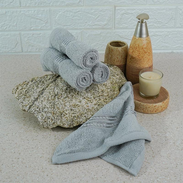 Buy Micro Cotton LuxeDry Solid Face Towel (Grey) - Set Of Four Hand & Face Towels from Vaaree