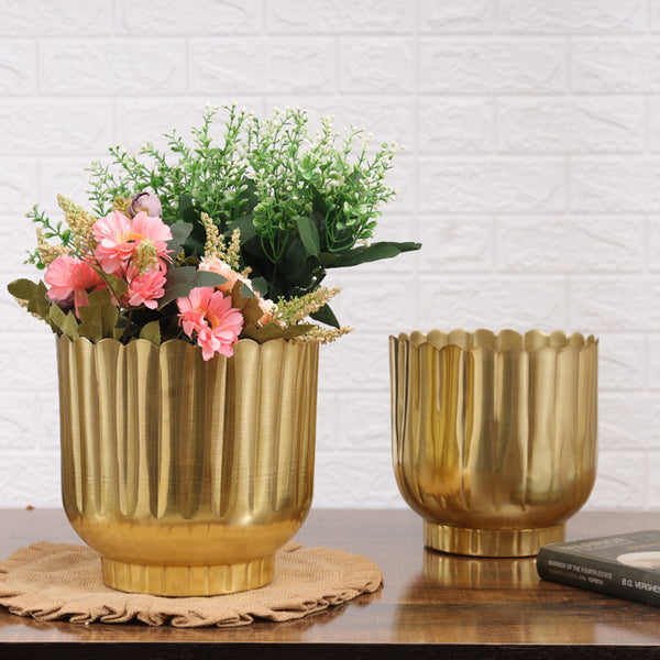 Cosie Coral Planter (Gold) - Set Of Two