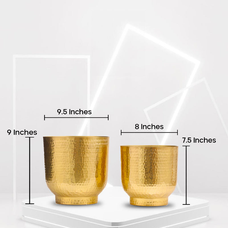 Buy Edo Hammered Golden Planter (Gold) - Set Of Two Pots & Planters from Vaaree