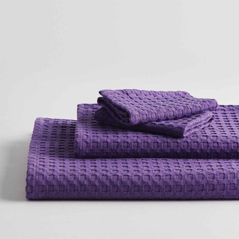 Buy Haimi Textured Waffle Towel Combo (Purple) - Four Piece Set Towel Sets from Vaaree